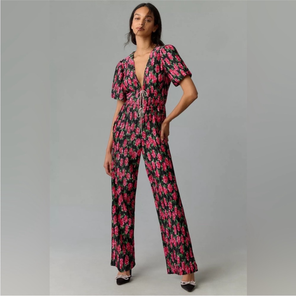 WAYF Floral Tie-Front Jumpsuit